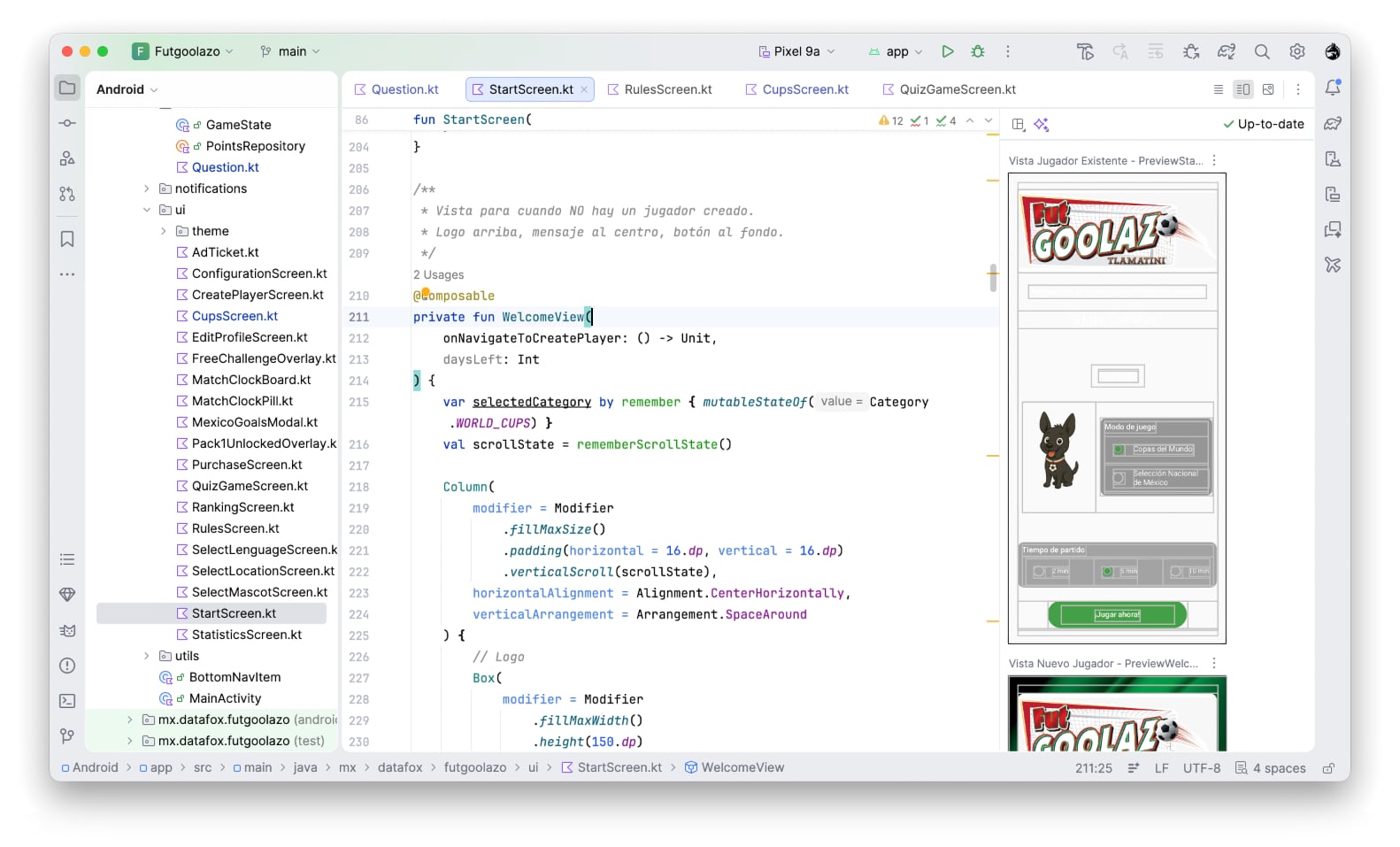 Captura de Android Studio (Kotlin)