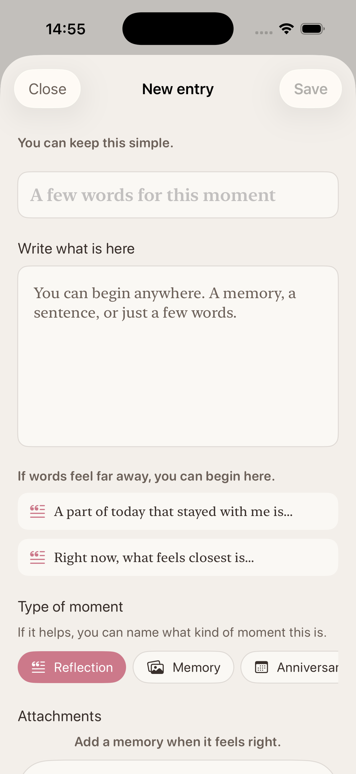 Ekbukil journal entry screen