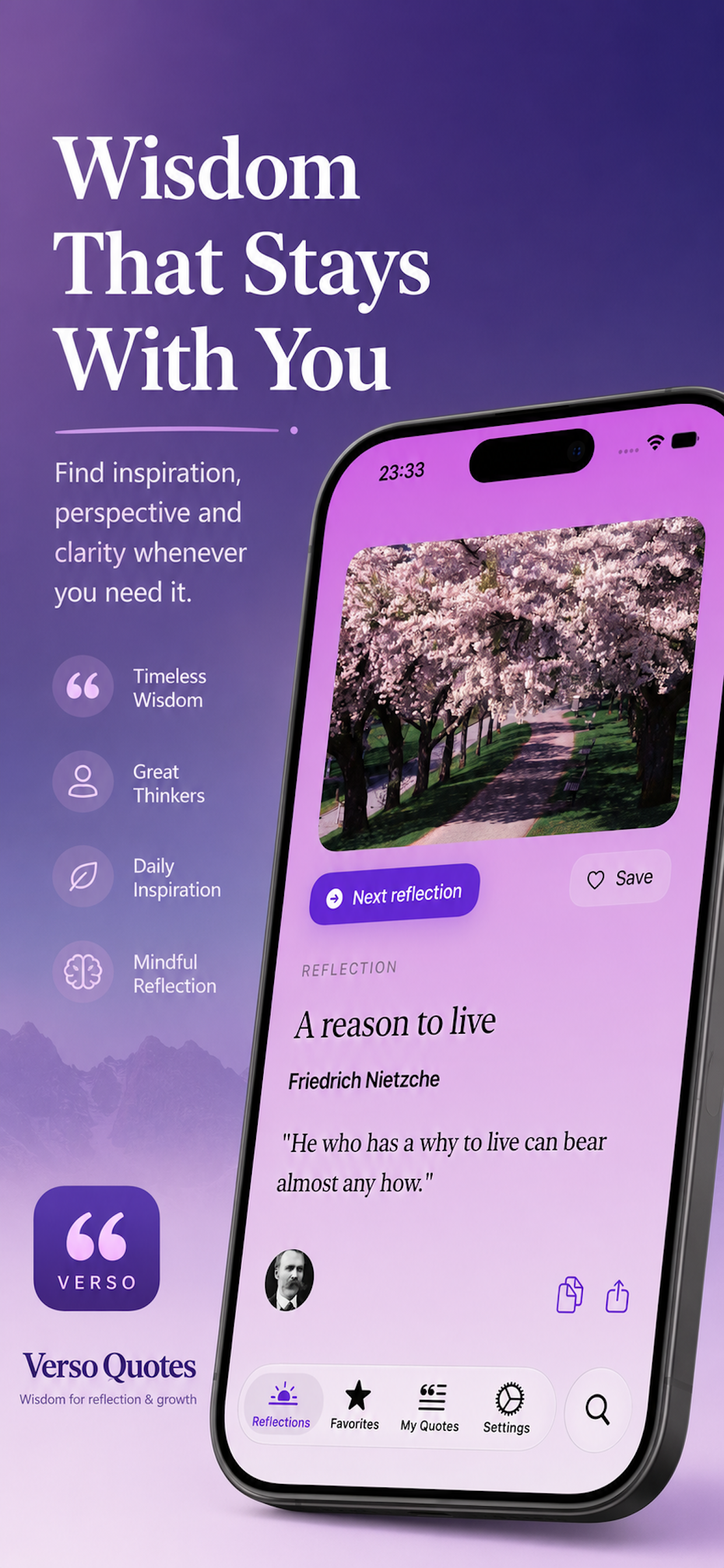Verso favorite quotes screen