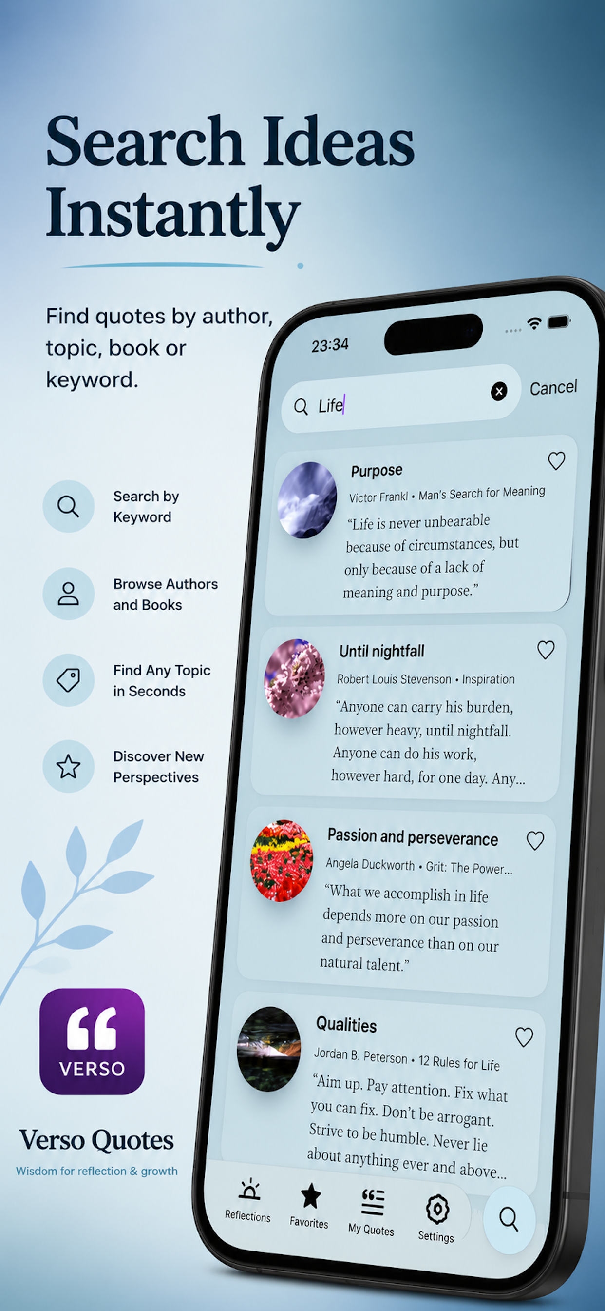 Verso widgets screen