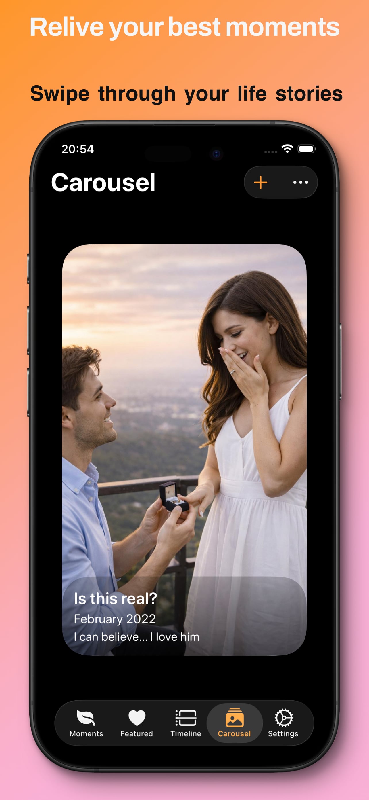 Life Moments app main screen