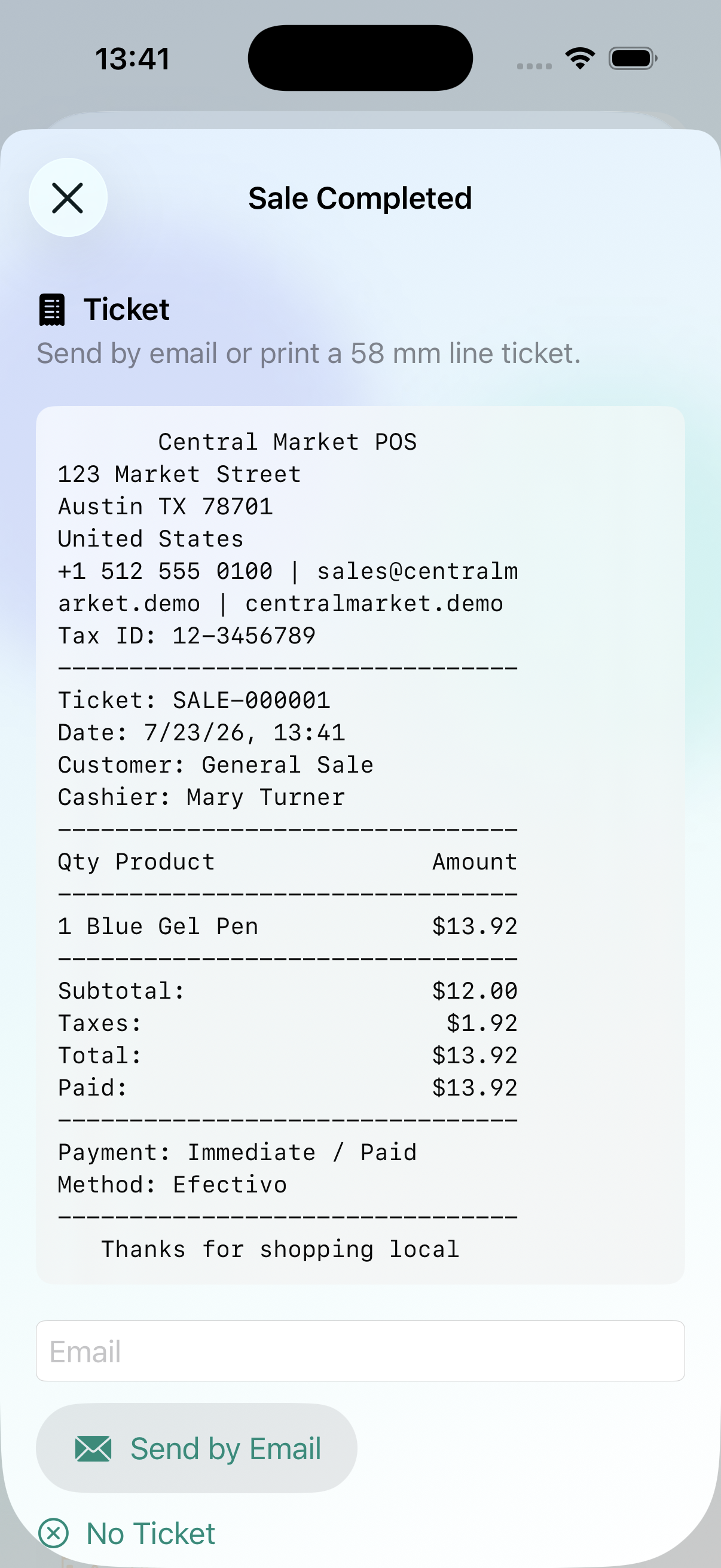 Ticket preview