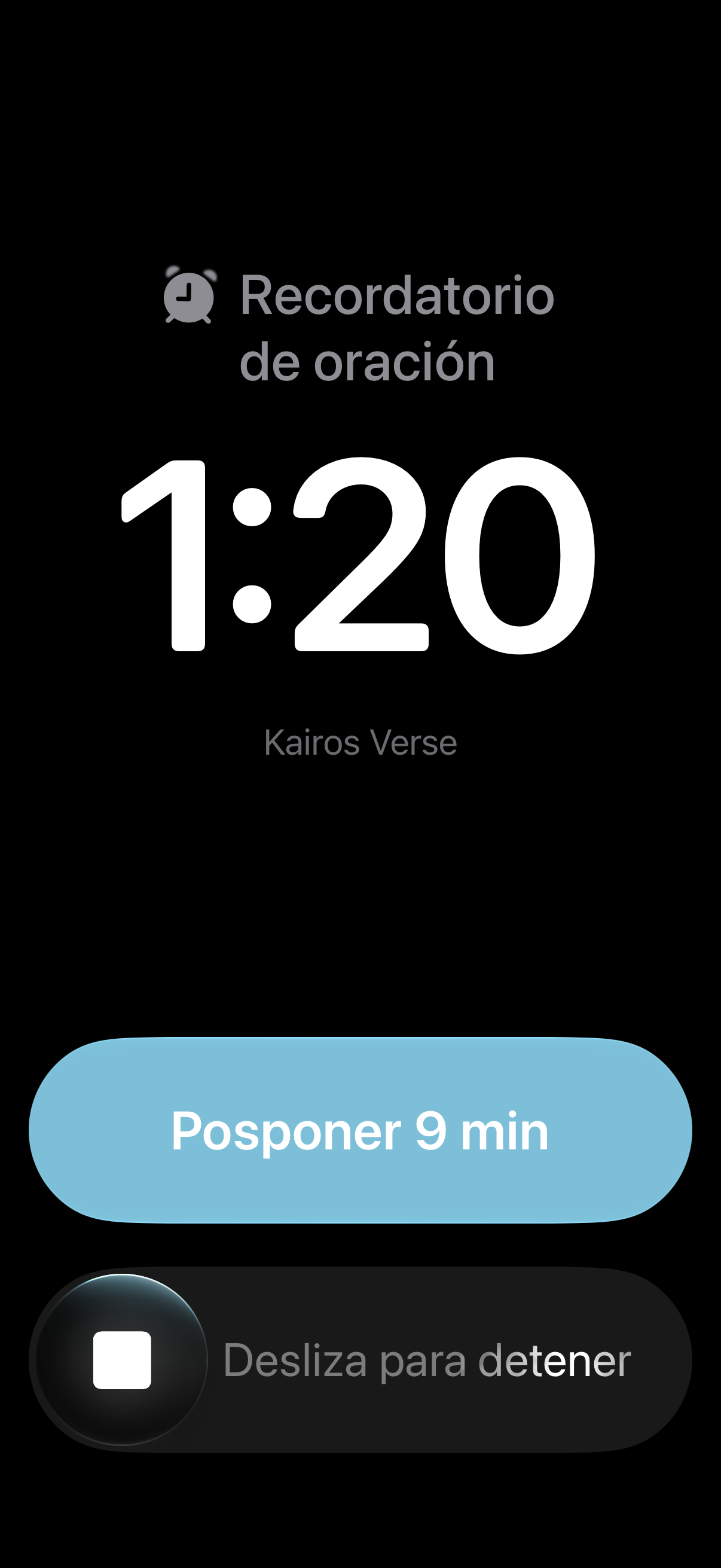 Alarma sonando en la pantalla de bloqueo