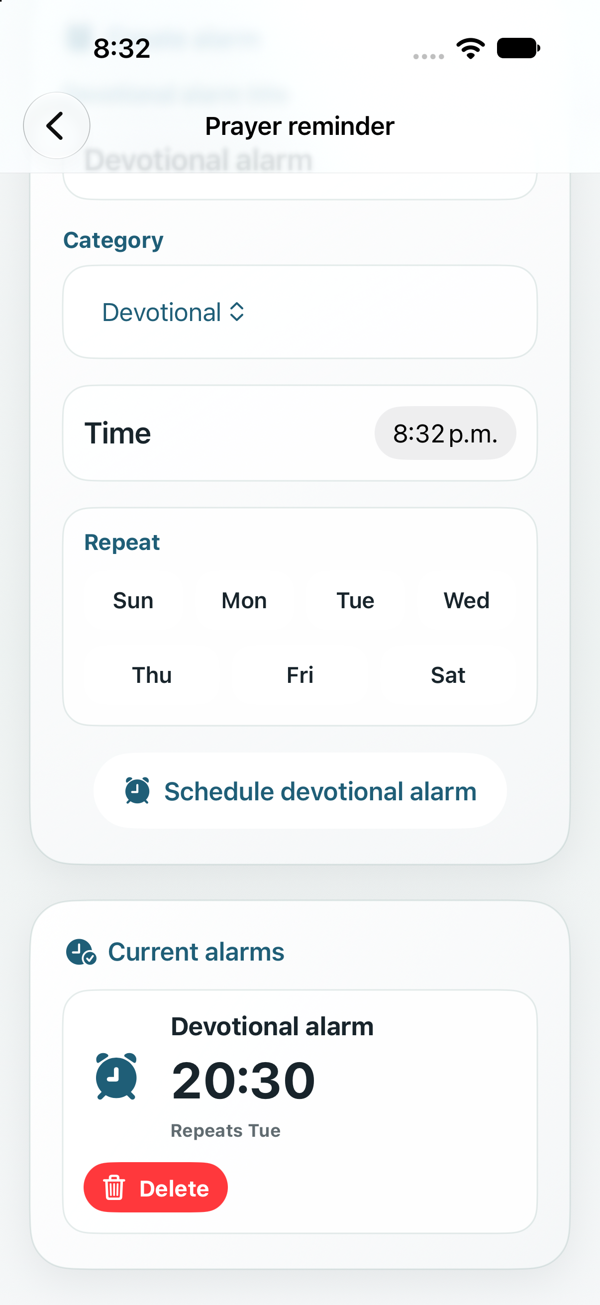 Alarm list